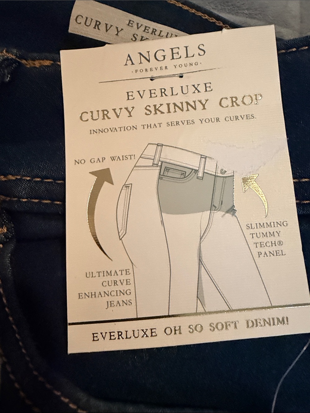 Angels Everluxe Curvy Skinny Crop Jeans - Dark Blue